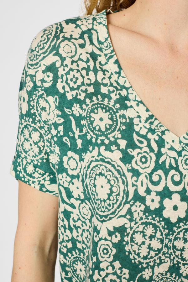 Gerard Darel T-shirt V Imprimé En Coton Et Lin - GRACIELLA