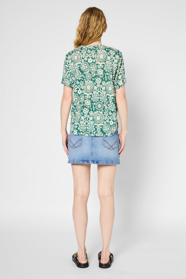 Gerard Darel T-shirt V Imprimé En Coton Et Lin - GRACIELLA