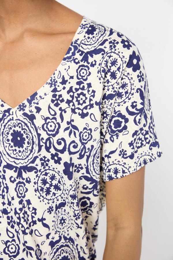 Gerard Darel T-shirt V Imprimé En Coton Et Lin - GRACIELLA