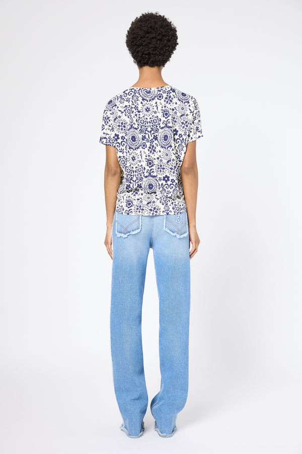Gerard Darel T-shirt V Imprimé En Coton Et Lin - GRACIELLA