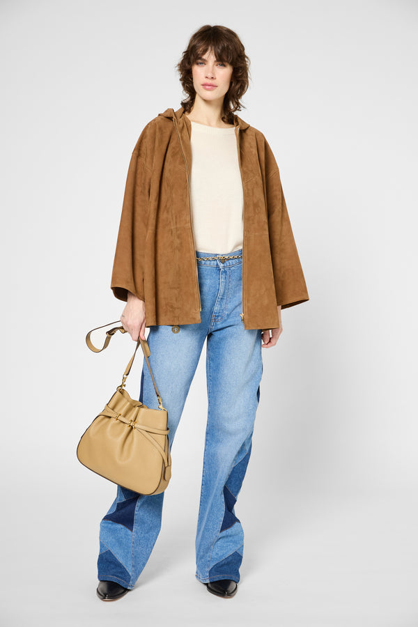 Gerard Darel Veste à Capuche En Cuir Velours - ROSELINE