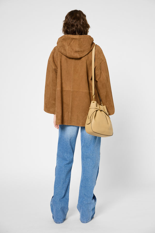 Gerard Darel Veste à Capuche En Cuir Velours - ROSELINE