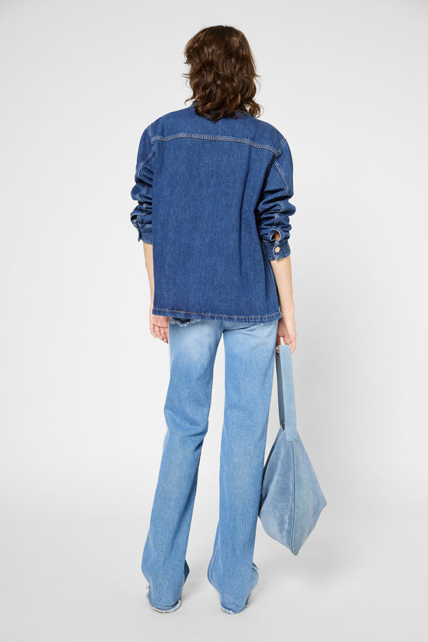 Gerard Darel Veste Droite En Denim à Boutons Dorés - RITZA