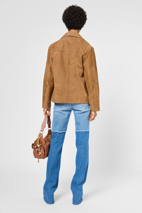 Gerard Darel Veste En Cuir Velours à Franges - ROXANE