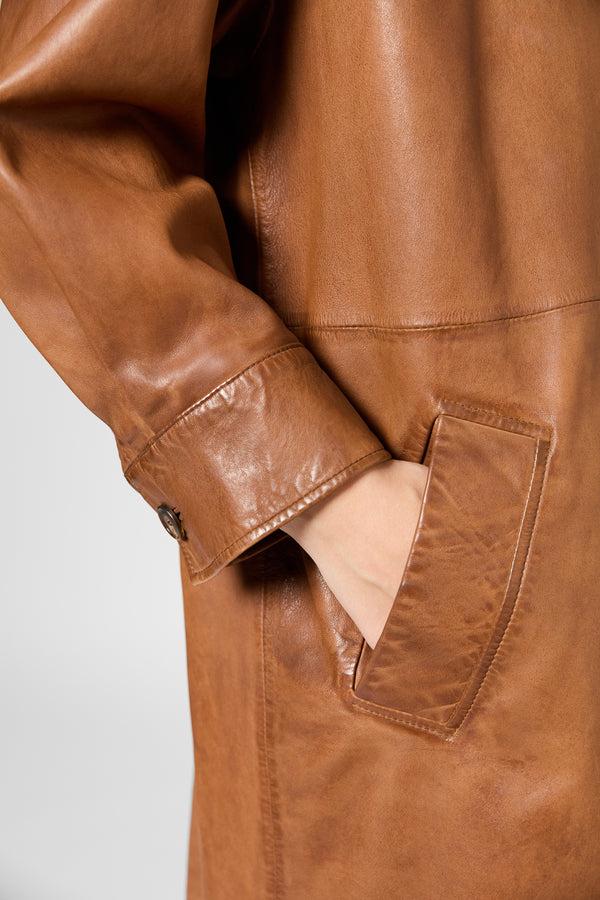 Gerard Darel Veste Longue En Cuir Vieilli - ROSABELLE