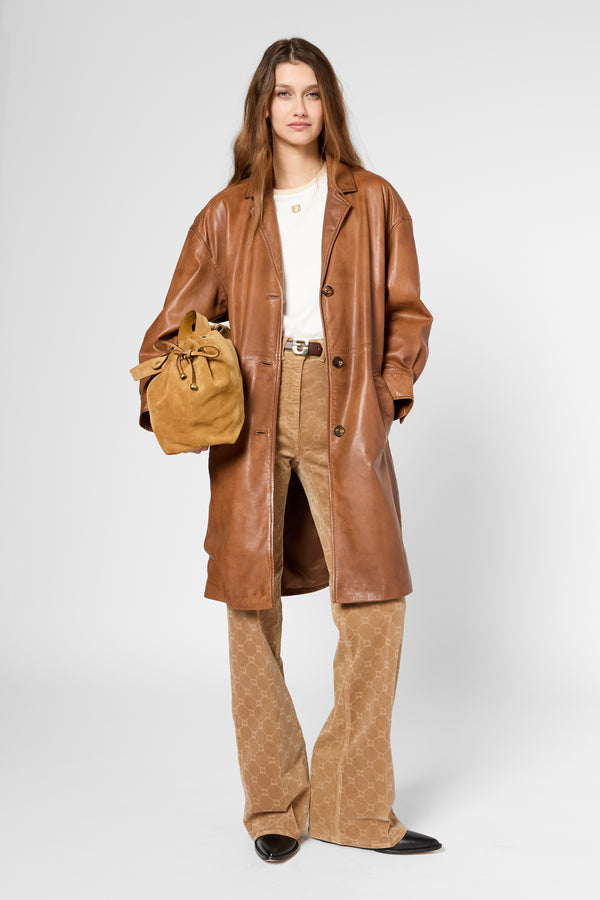 gerard darel Veste longue en cuir vieilli - ROSABELLE