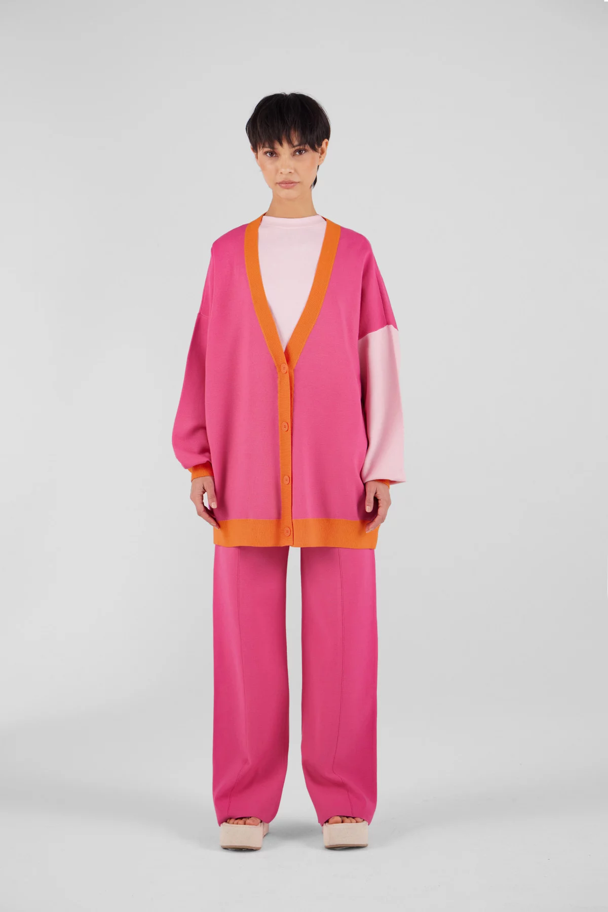 Gertrude Gaston Cardigan Ample En Maille Tricolore Irina