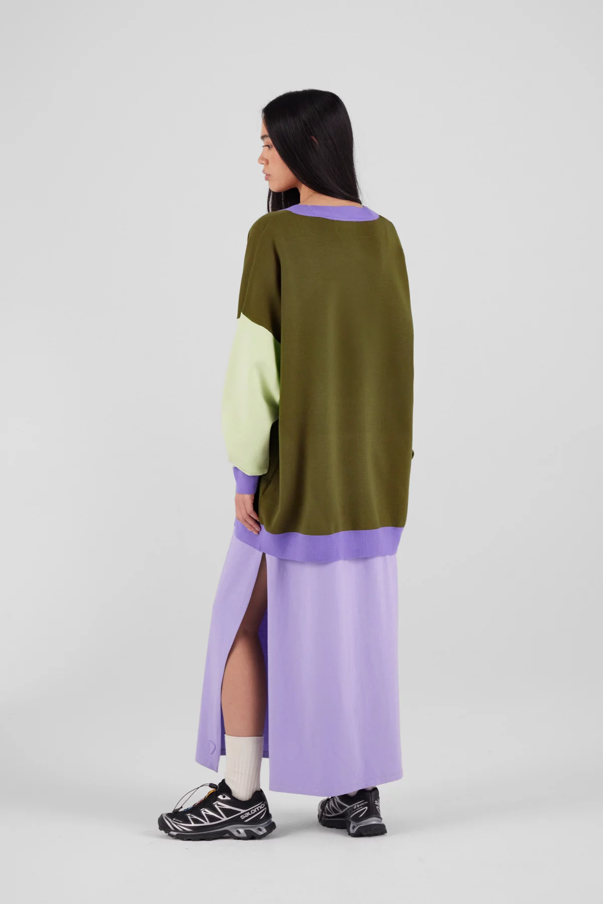 Gertrude Gaston Cardigan Ample En Maille Tricolore Irina