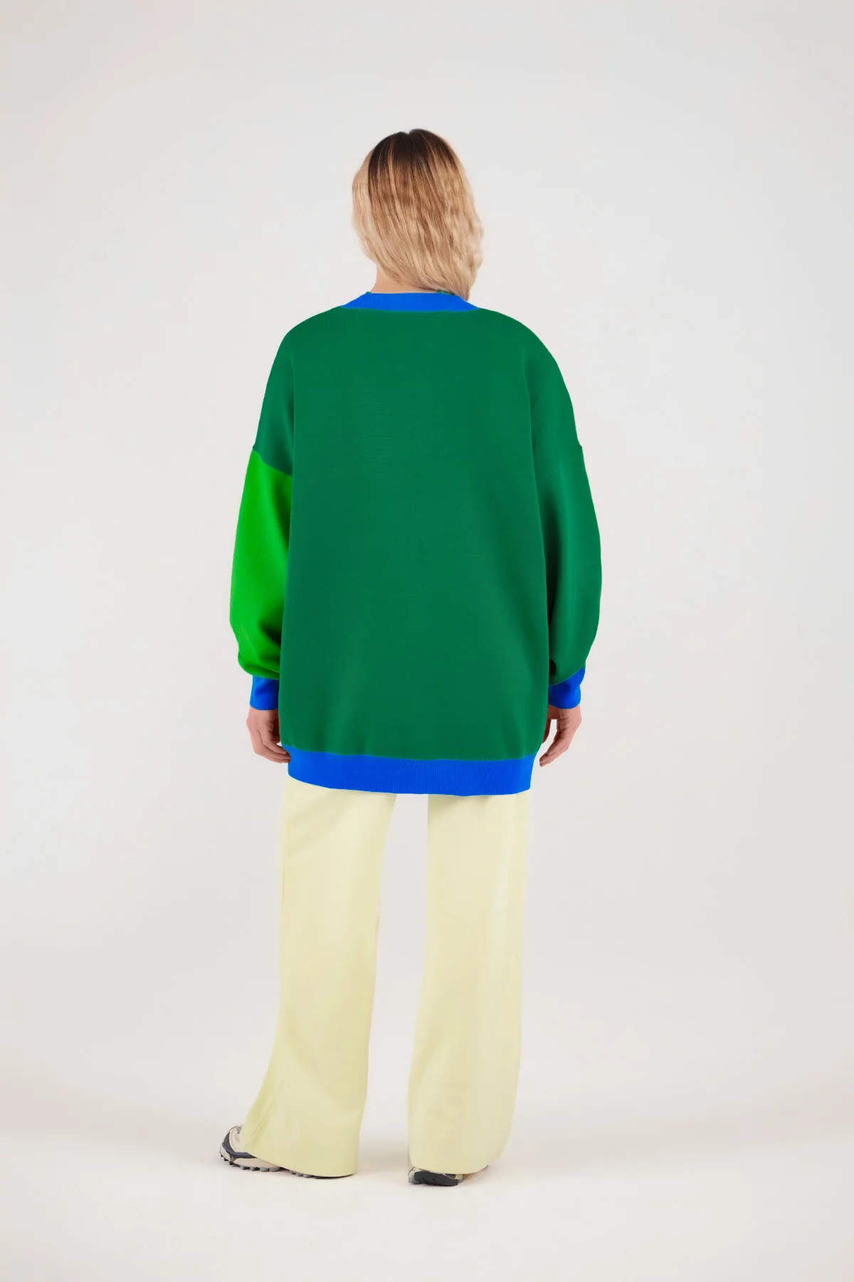 Gertrude Gaston Cardigan Ample En Maille Tricolore Irina