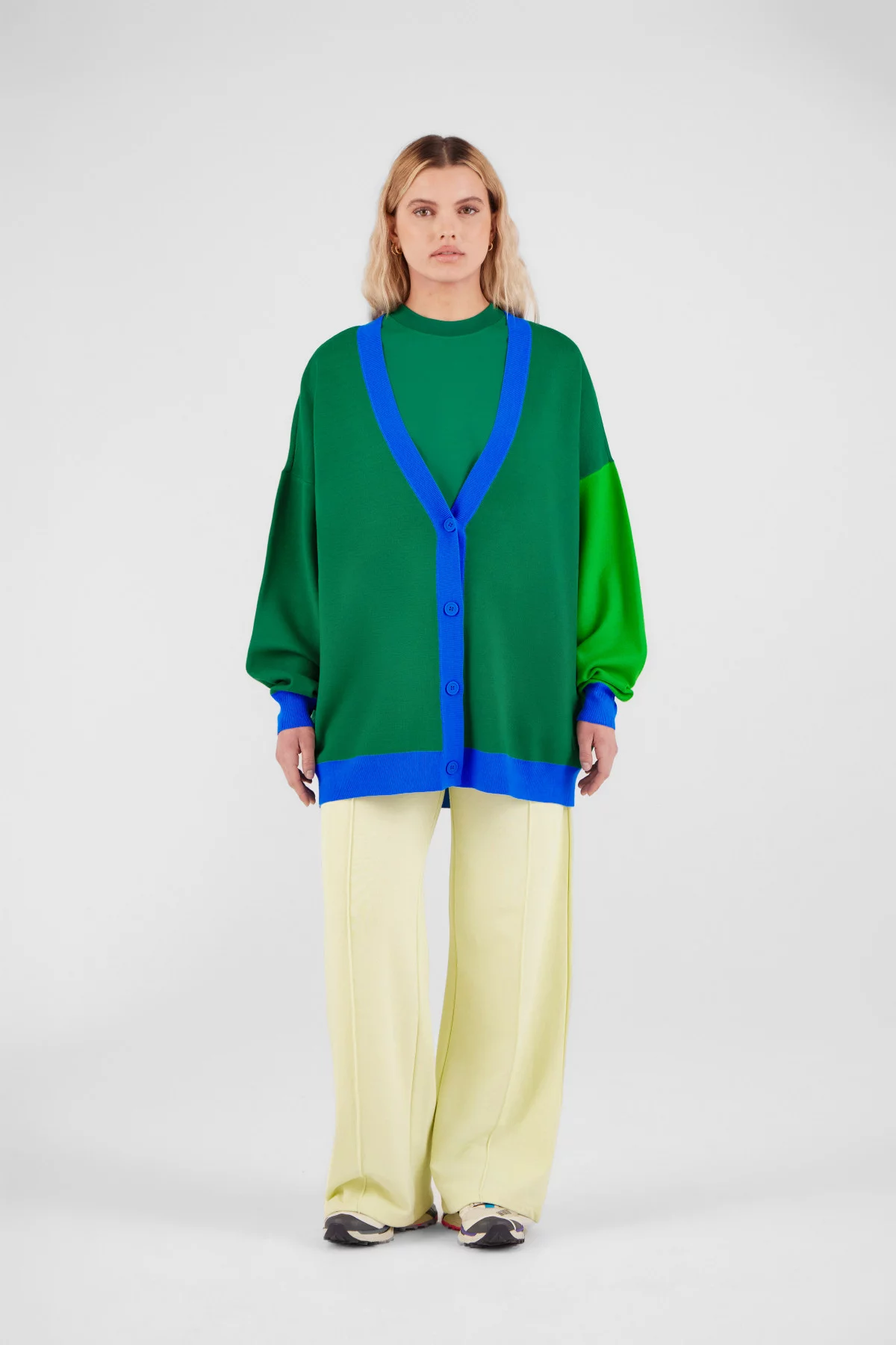 Gertrude Gaston Cardigan Ample En Maille Tricolore Irina