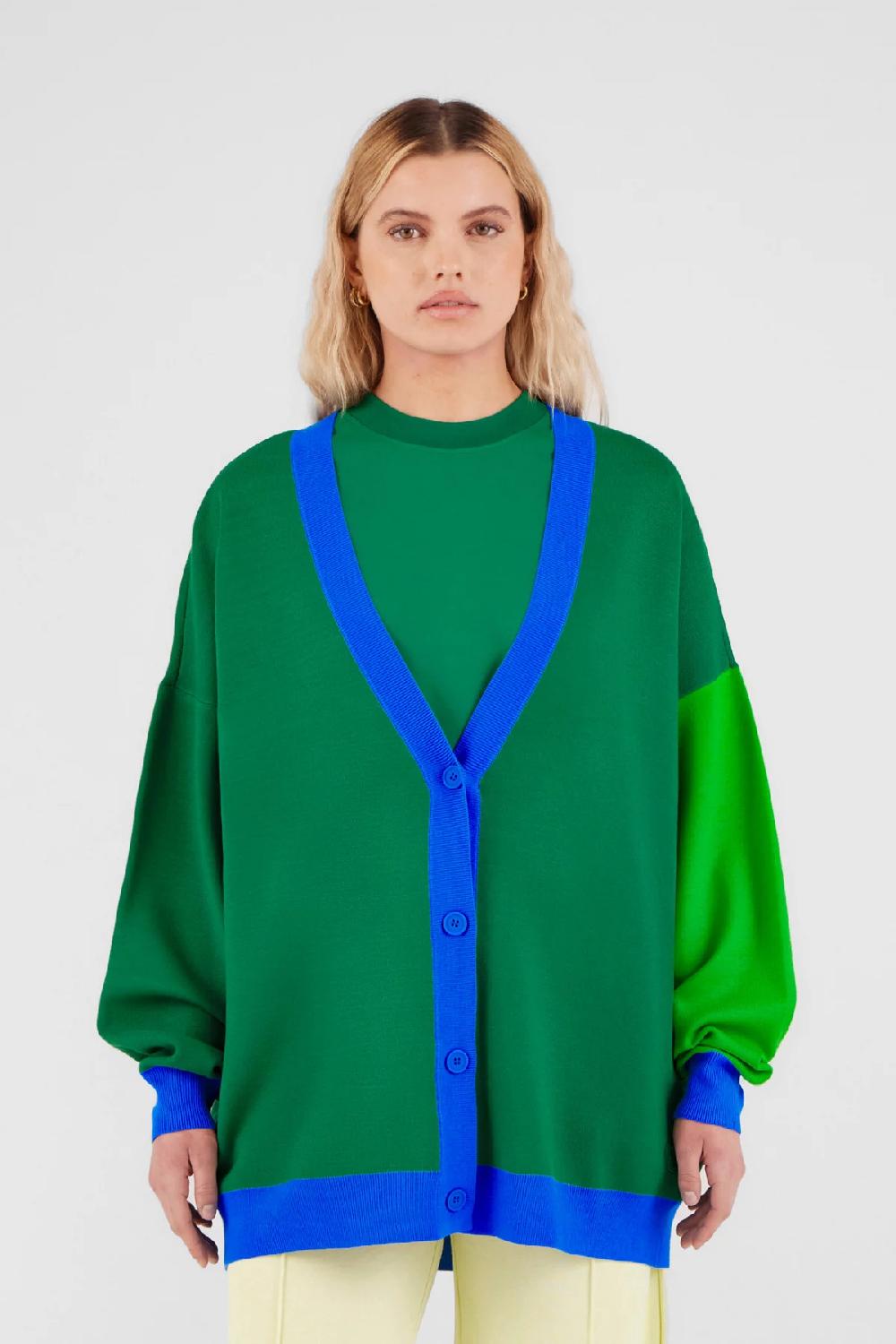 gertrude gaston Cardigan ample en maille tricolore Irina