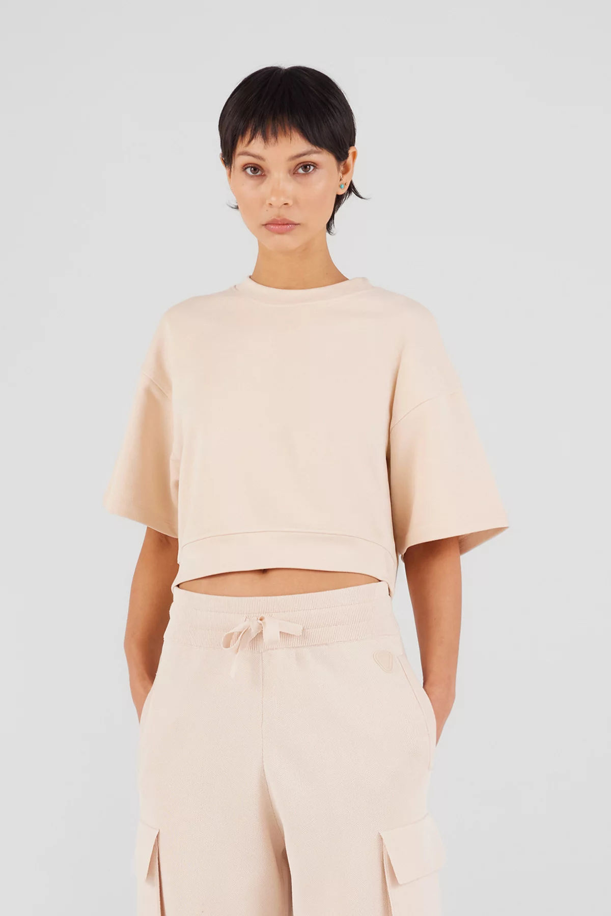 gertrude gaston Sweat cropped col rond Adonia