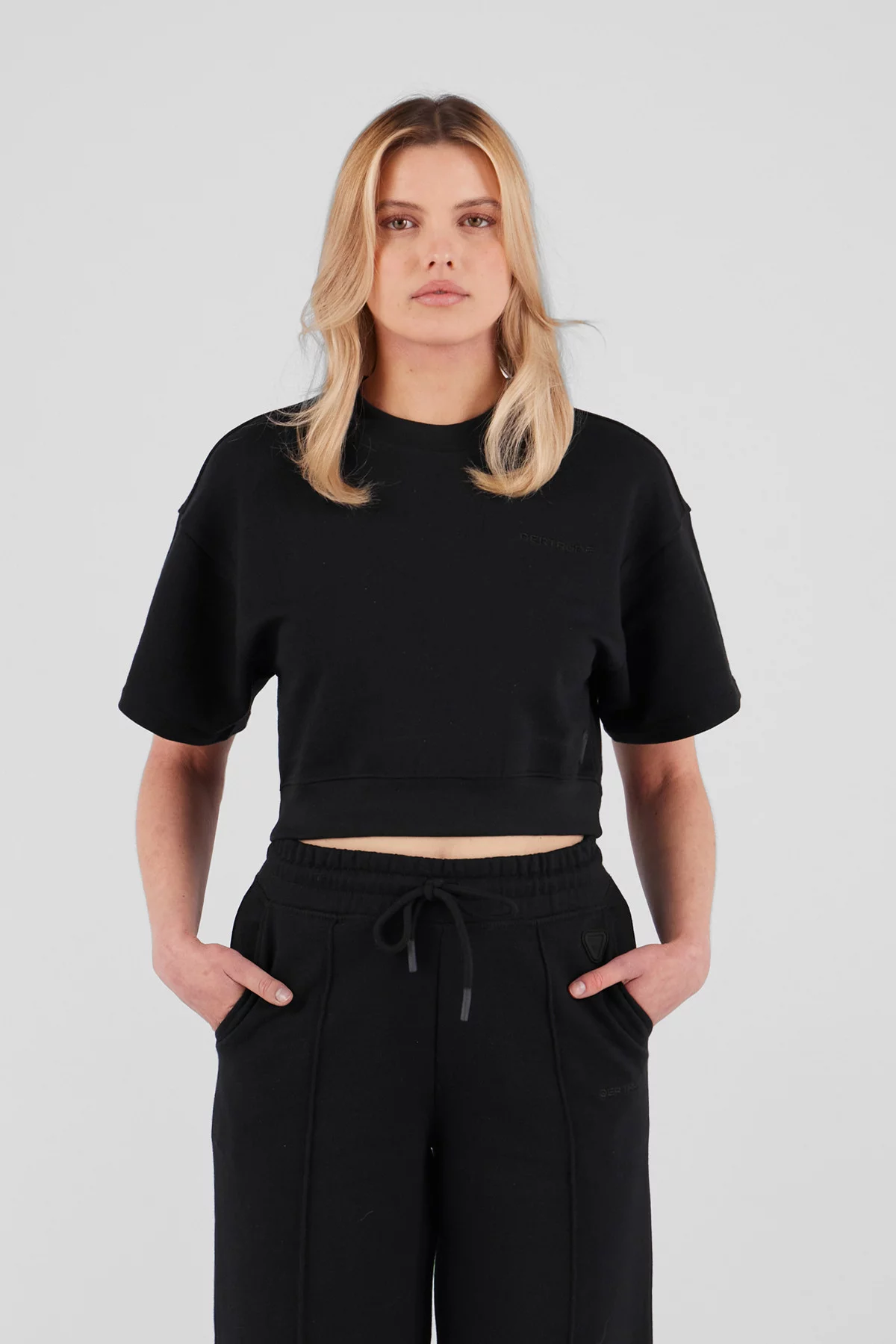 gertrude gaston Sweat cropped col rond Adonia