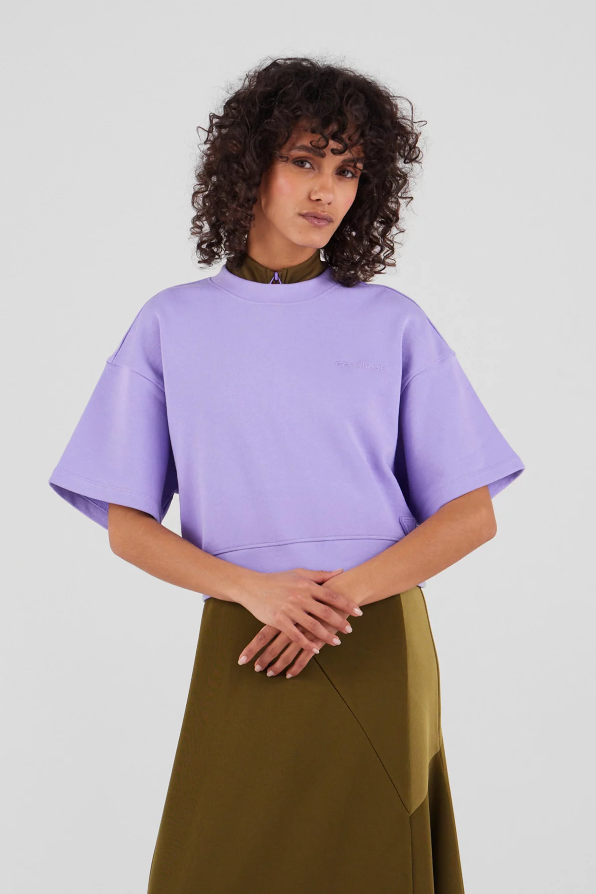 gertrude gaston Sweat cropped col rond Adonia