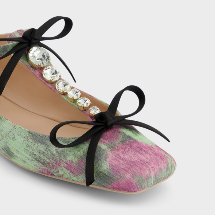 Giambattista Valli Ballerines Couture En Satin Violet Et Vert