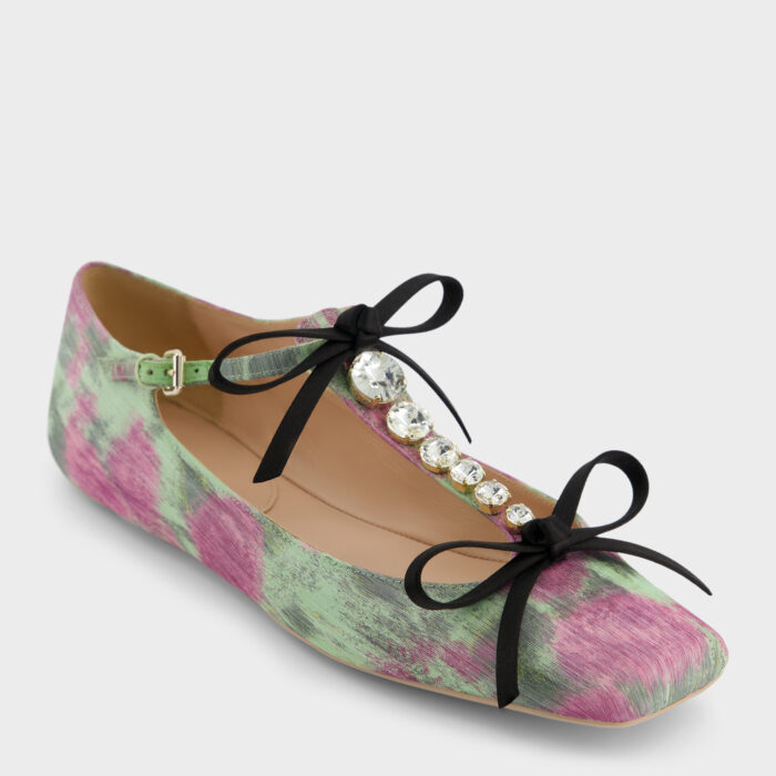 Giambattista Valli Ballerines Couture En Satin Violet Et Vert