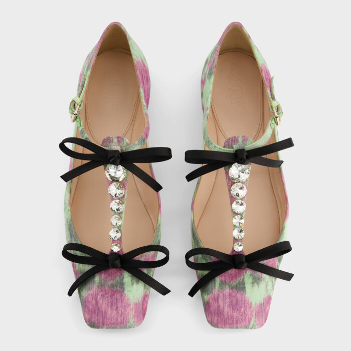 Giambattista Valli Ballerines Couture En Satin Violet Et Vert