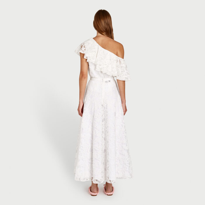 Giambattista Valli Blouse Blanche Asymétrique En Dentelle Brodée