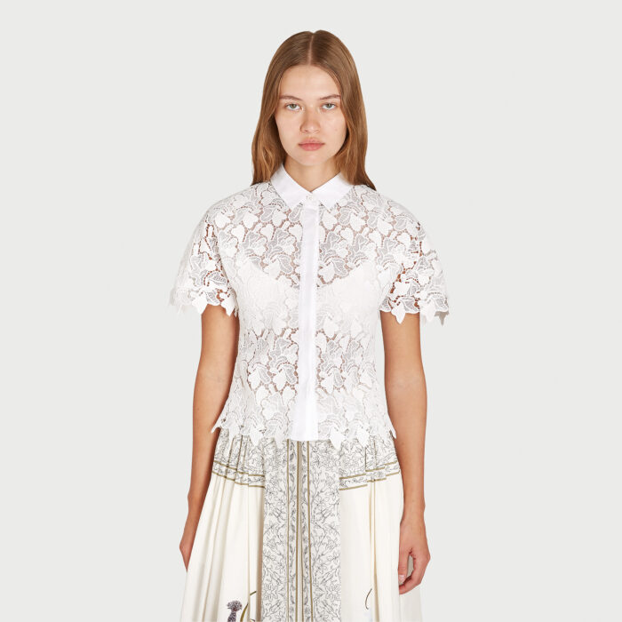 Giambattista Valli Blouse Courte Blanche En Macramé
