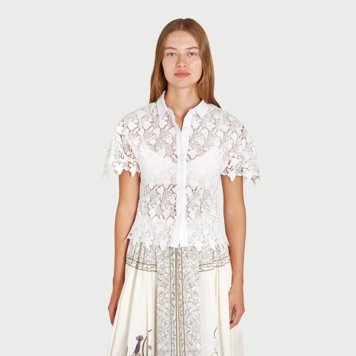 Giambattista Valli Blouse Courte Blanche En Macramé