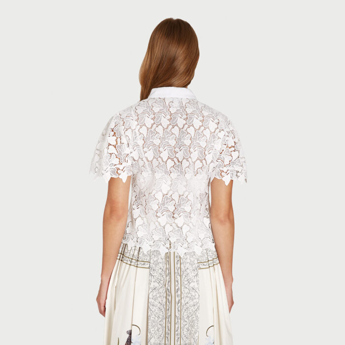 Giambattista Valli Blouse Courte Blanche En Macramé