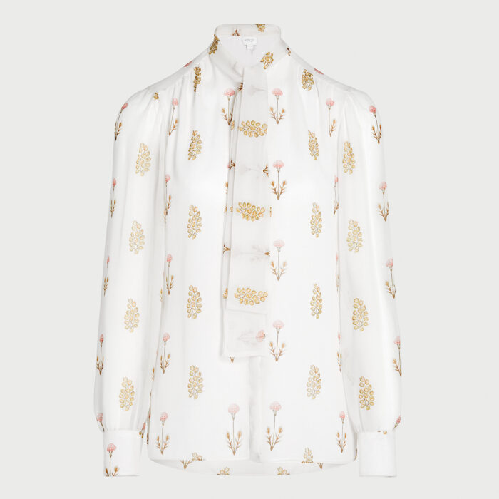 giambattista valli Blouse ivoire Mint Flower en soie