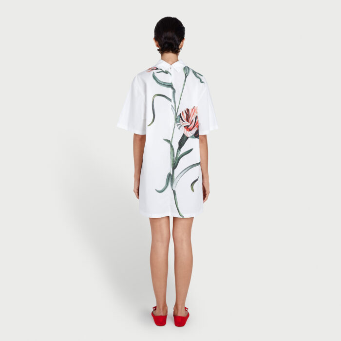 Giambattista Valli Blouse Longue Ivoire En Popeline Macro Carnation