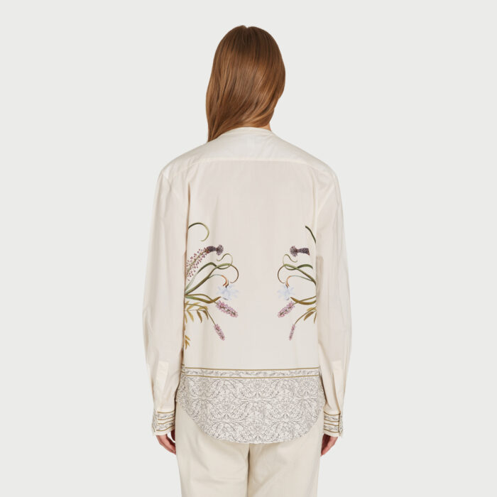 Giambattista Valli Blouse Marigold Bouquets En Popeline Col Mao