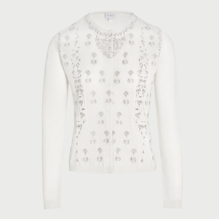 giambattista valli Cardigan en cachemire et soie Poppy Lamé