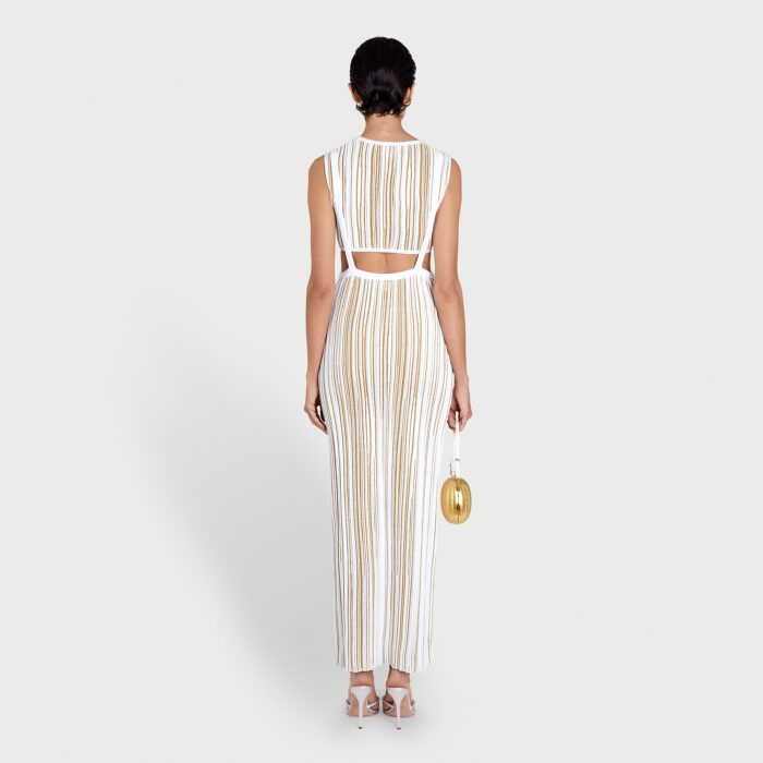 Giambattista Valli Crop Top à Rayures Ivoire Et Doré En Lurex