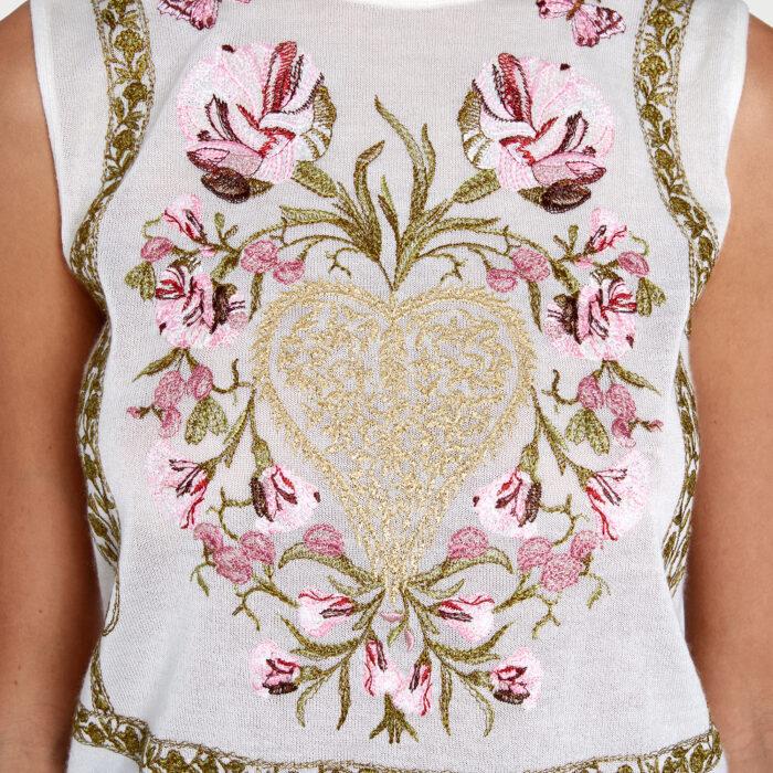 Giambattista Valli Débardeur En Cachemire Et Soie « Mon Coeur »