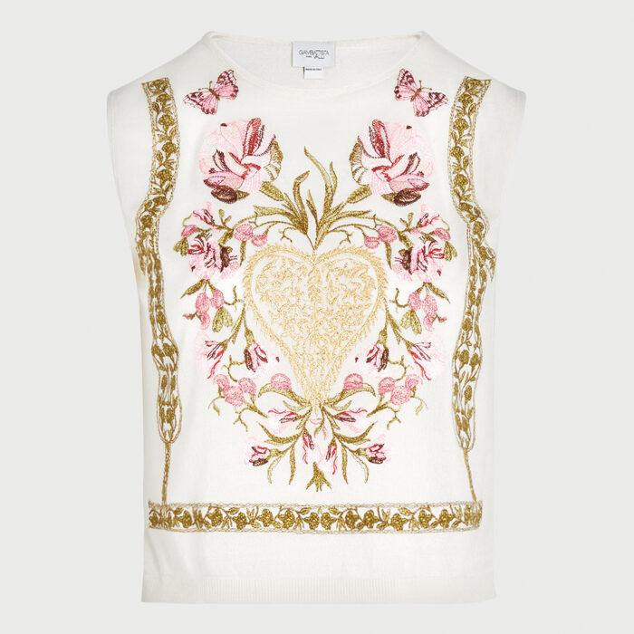 giambattista valli Débardeur en cachemire et soie « Mon coeur »