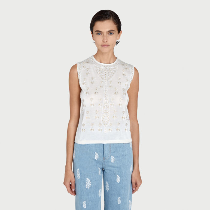 Giambattista Valli Débardeur En Cachemire Et Soie Poppy Lamé