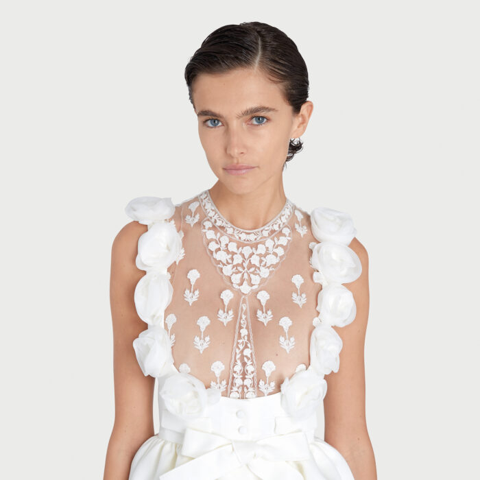 Giambattista Valli Débardeur Transparent Brodé Poppy Lamé