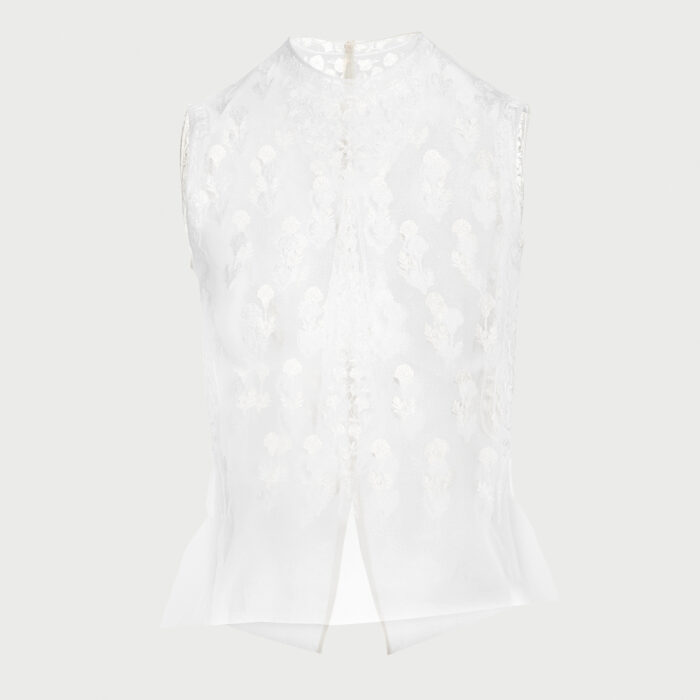 giambattista valli Débardeur transparent brodé Poppy Lamé