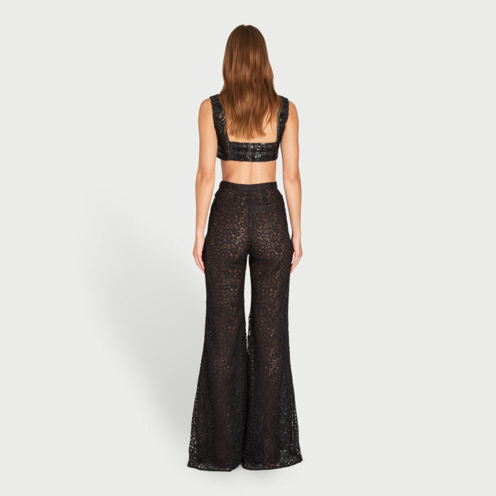 Giambattista Valli Pantalon Flare Noir En Dentelle