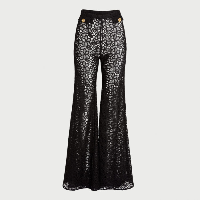 giambattista valli Pantalon flare noir en dentelle