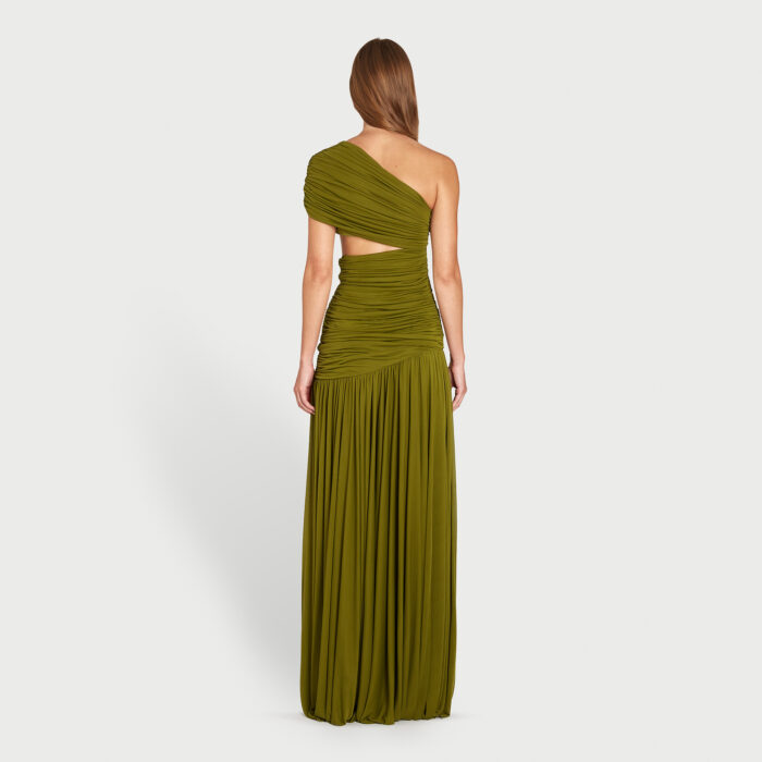 Giambattista Valli Robe Longue Asymétrique Khaki