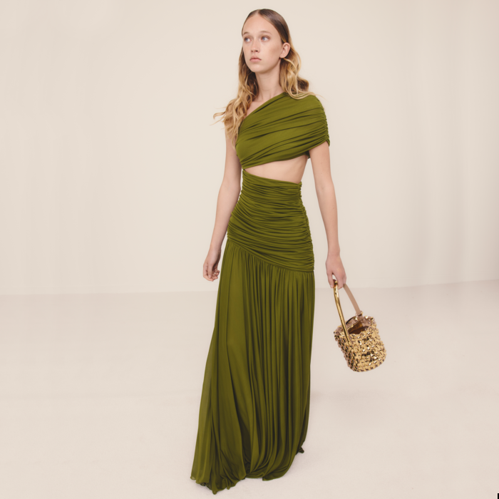 giambattista valli Robe longue asymétrique khaki