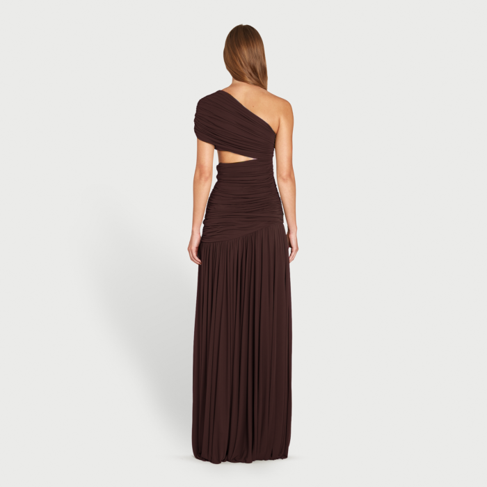 Giambattista Valli Robe Longue Asymétrique Marron