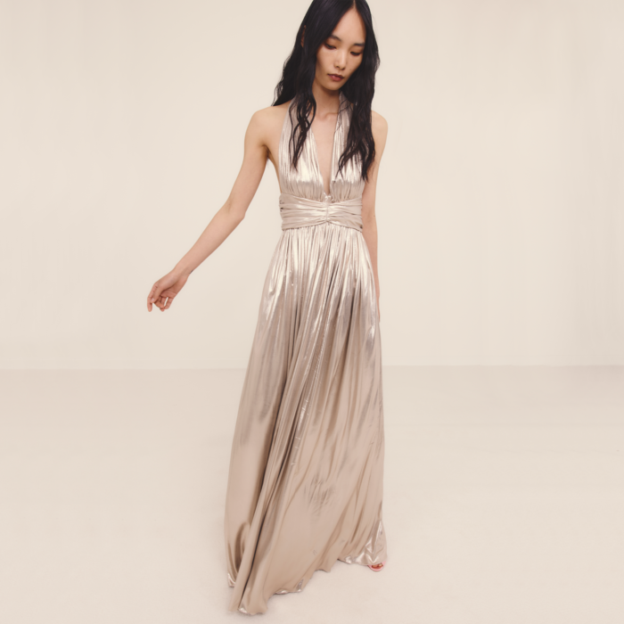 giambattista valli Robe longue dorée dos nu