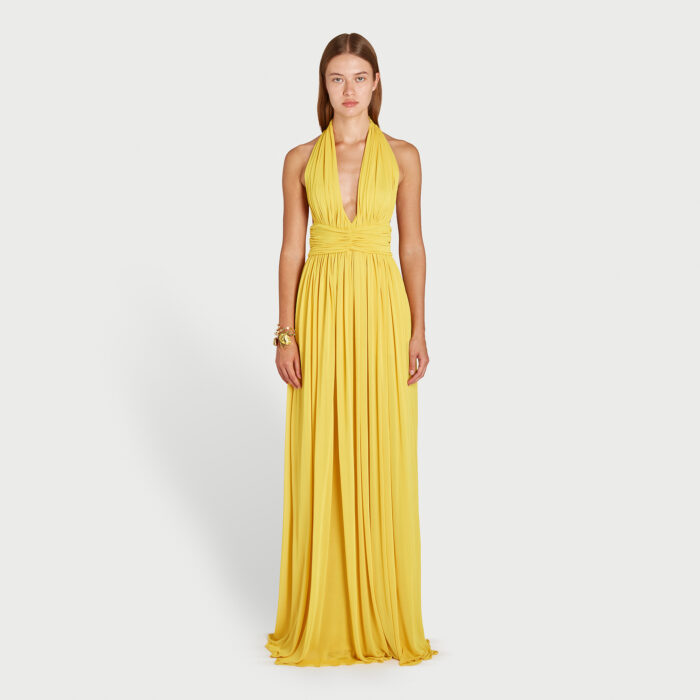 Giambattista Valli Robe Longue Jaune Dos Nu