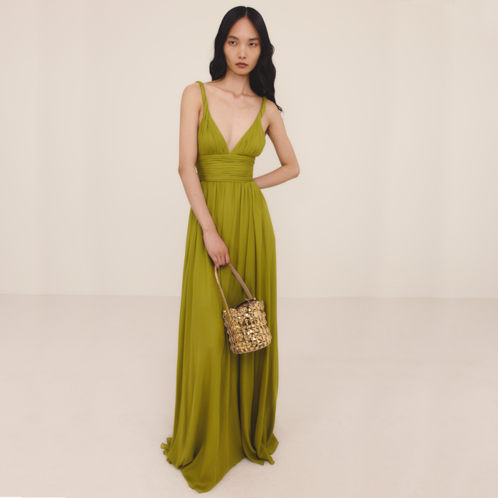 giambattista valli Robe longue khaki cintrée