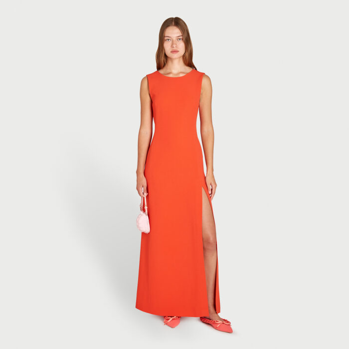 Giambattista Valli Robe Longuette En Crêpe Orange