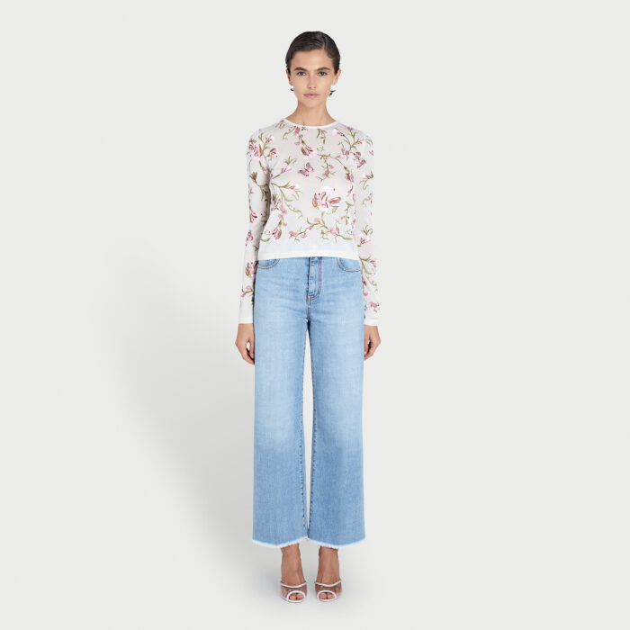 Giambattista Valli Top En Cachemire Et Soie Fleuri