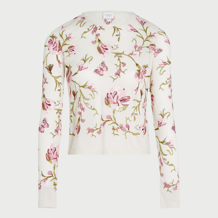 giambattista valli Top en cachemire et soie fleuri