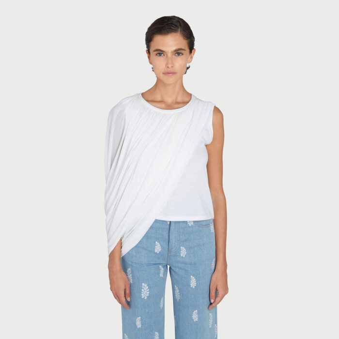 Giambattista Valli Top Ivoire Asymétrique Voilé