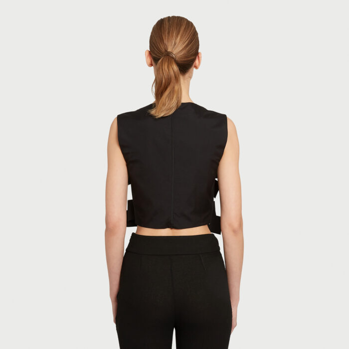 Giambattista Valli Top Noir à Noeuds En Popeline