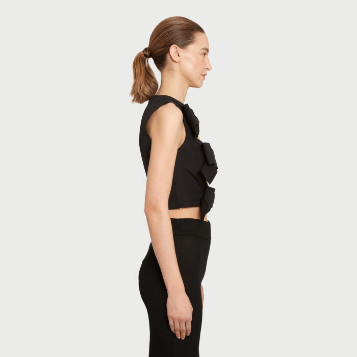 Giambattista Valli Top Noir à Noeuds En Popeline