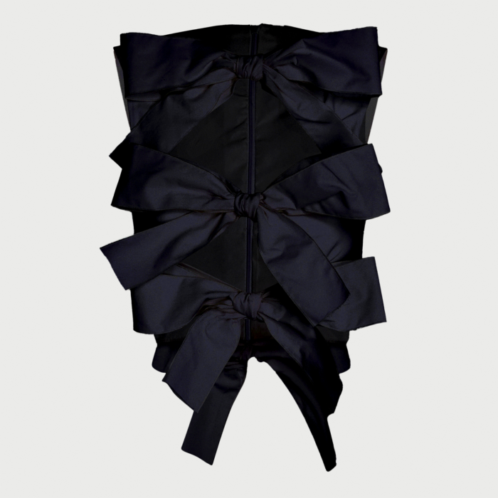 giambattista valli Top noir à noeuds en popeline